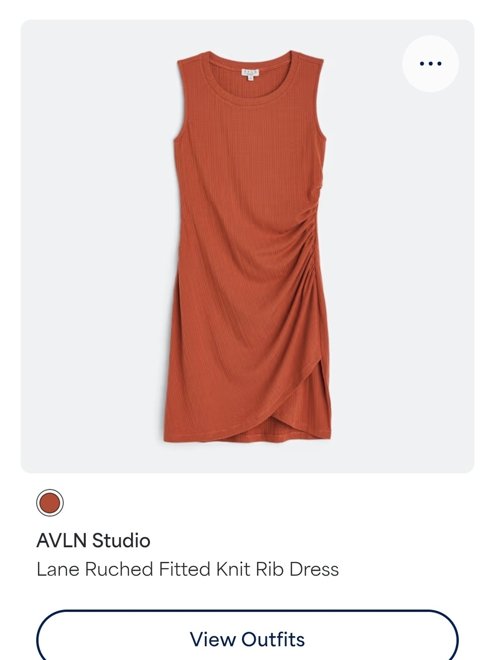 AVLN Lane Sleeveless Ruched Midi Dress in Rust